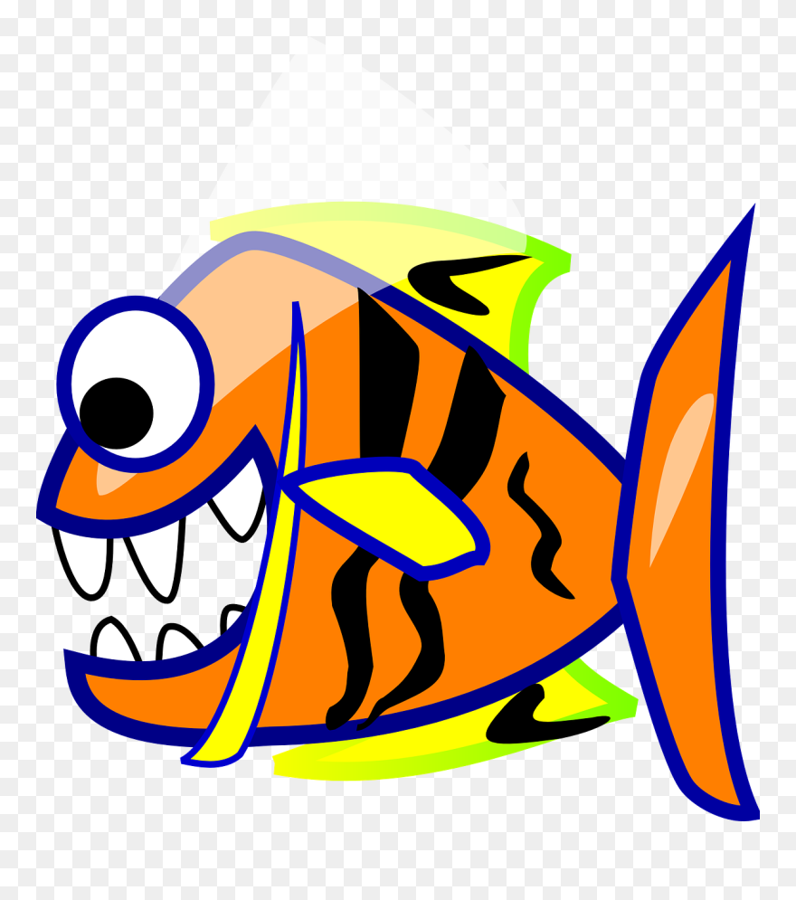 Funny Fish Clipart 26, Buy Clip Art - Gambar Kartun Ikan Piranha - Png Download