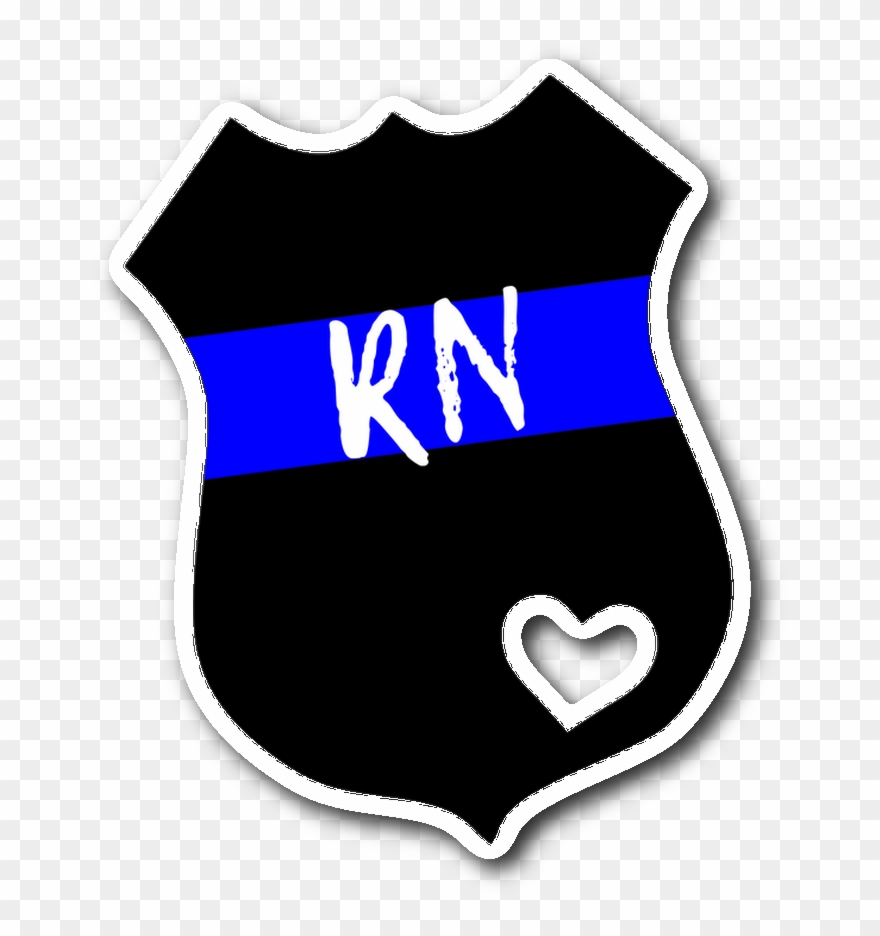 Rn Thin Blue Line Badge Sticker - Nursing Clipart