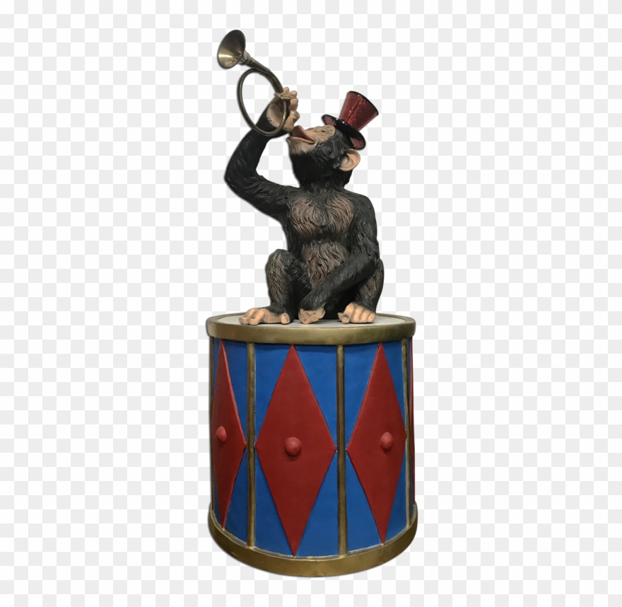 Circus Monkey With Blue Drum - Blue Clipart