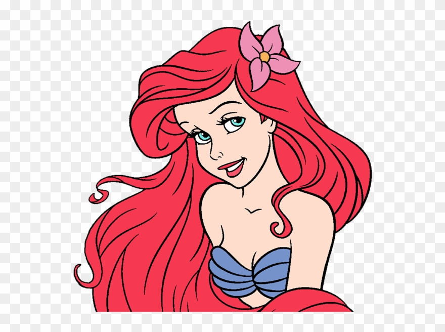Ariel Clip Art Disney Galore With Flower - Flower In Ariel's Hair - Png Download