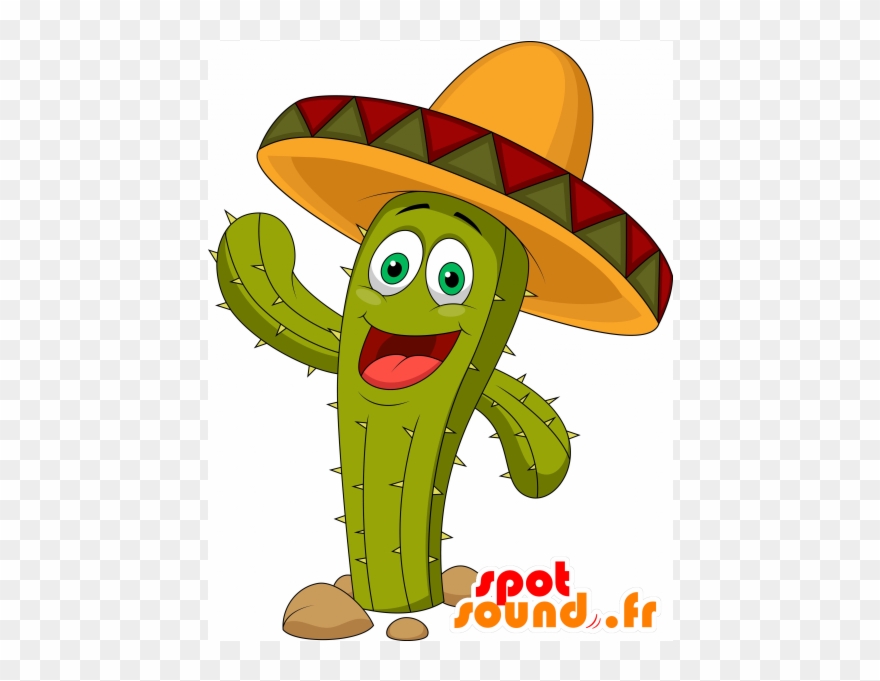 Purchase Giant Green Cactus Mascot With A Hat In 2d - Cactus Animados Clipart