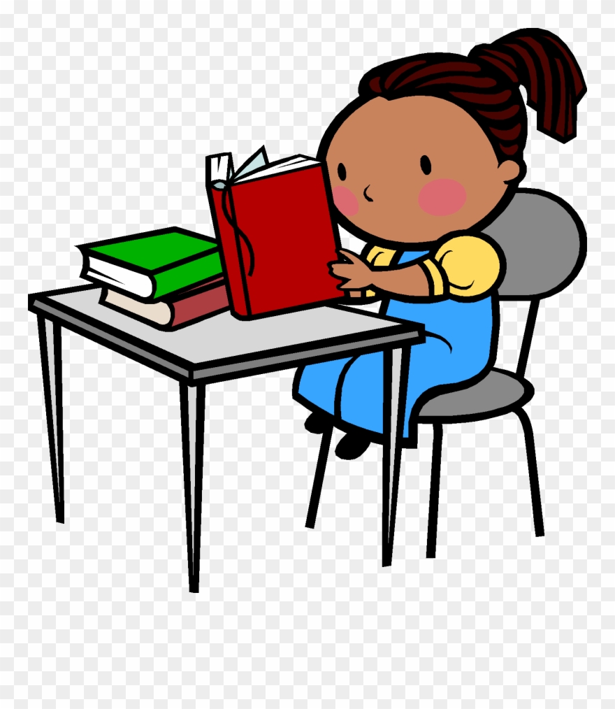 Desk Clipart Reading And Writing - Student Reading At Desk Clipart - Png Download