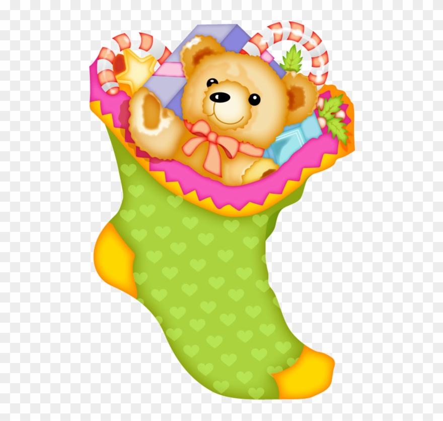 Christmas Teddy Bear Stocking - Calcetín Navidad Clipart