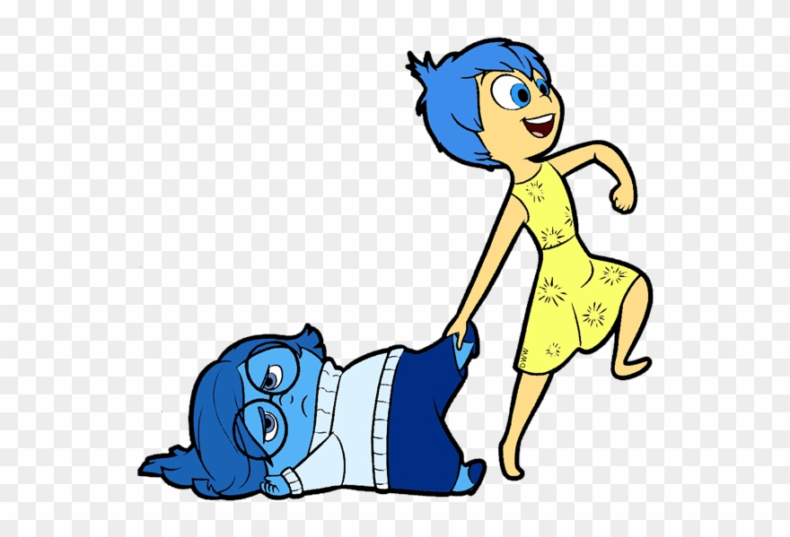 Joy Dragging Sadness By The Leg - Cartoon Clipart