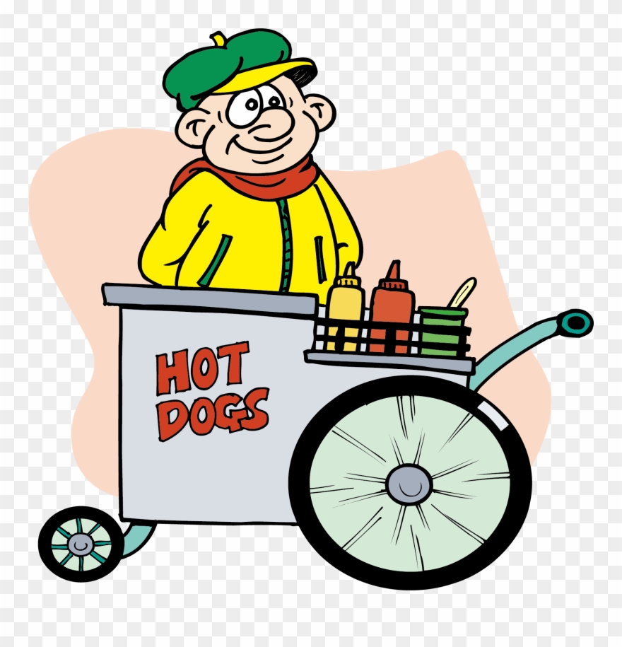 Hot Dog Cart Street Food Hot Dog Stand Clip Art - Hot Dog Cart Clipart - Png Download