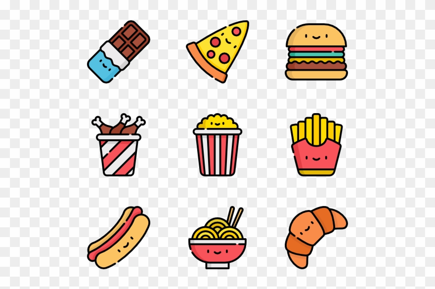 Clip Art Black And White Stock Icon Packs Vector Svg - Kawaii Junk Food Png Transparent Png