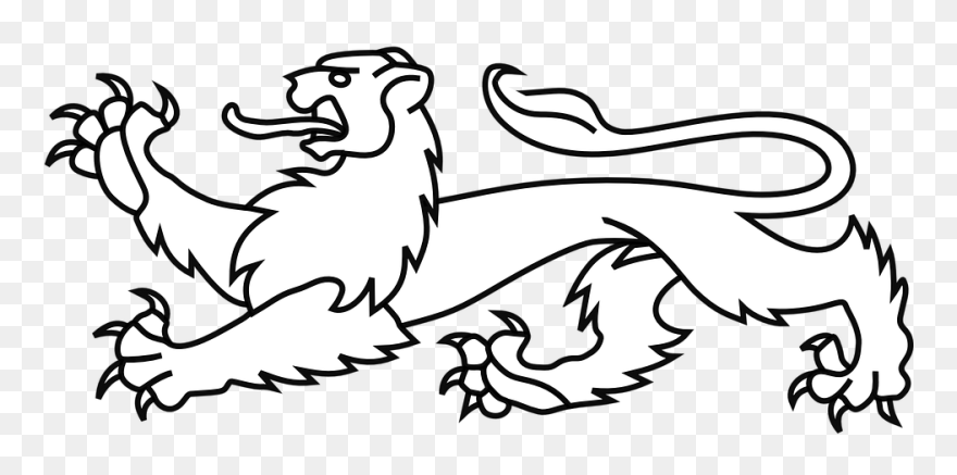 Lion Line Drawing 8, Buy Clip Art - Heraldic Lion Passant Guardant - Png Download