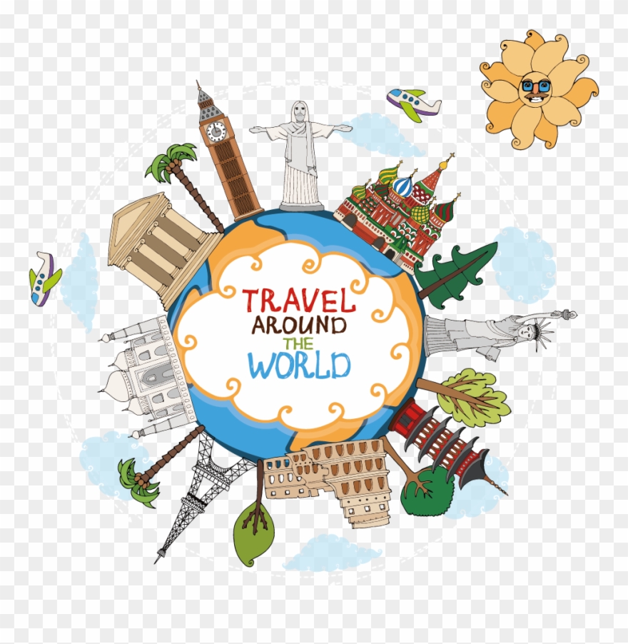 Travel Landmark Clip Art - Travel Around The World Vector - Png Download