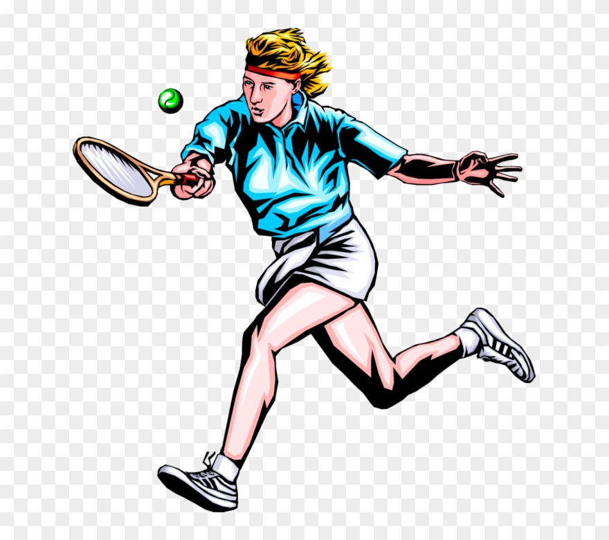 Vector Illustration Of Tennis Player Hits The Ball - Playing Tennis Vector Png Clipart