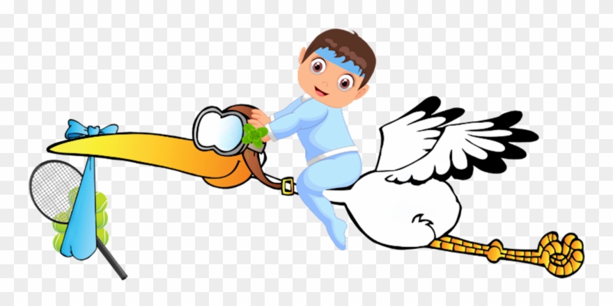 Tennis Babystorch Junge Sticker Süß - Stork & Baby Clipart