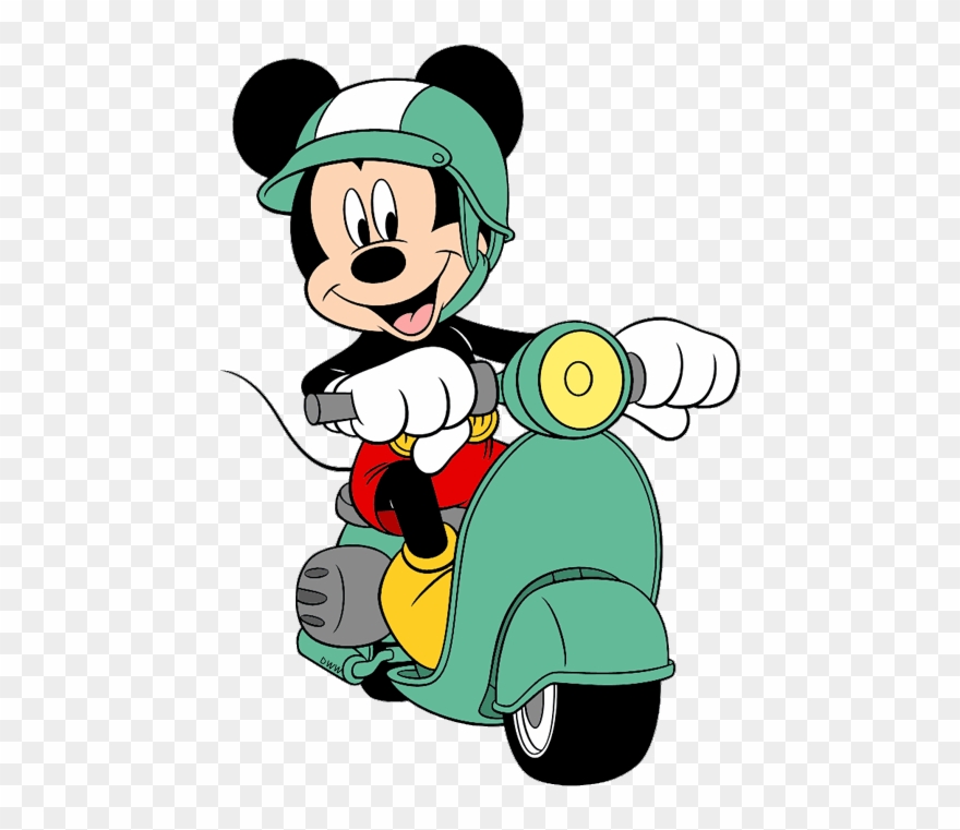 Mickey Mouse Clip Art 7 - Mickey Mouse Riding Scooter - Png Download