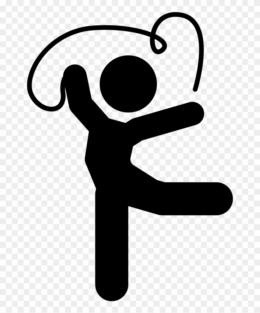 Artistic Gymnast Posture With Ribbon Comments - Gimnasia Icono Png Clipart