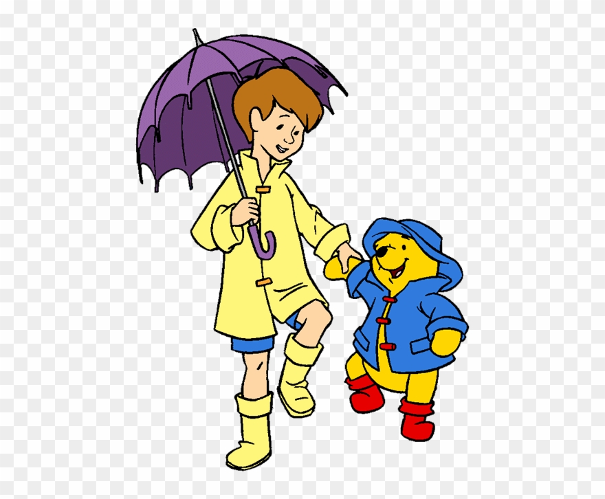 Christopher Robin And Clip Art Disney Galore - Winnie The Pooh In A Raincoat - Png Download