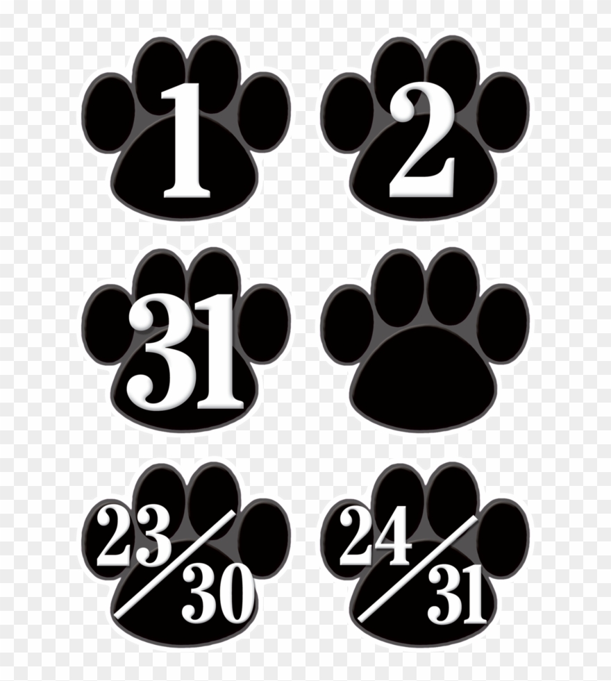 Tcr5232 Black Paw Prints Calendar Days Image - Paw Print Calendar Numbers Clipart