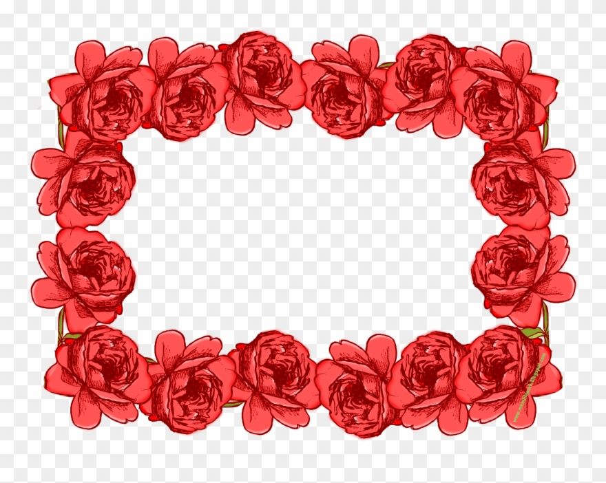 Free Digital Red Rose Blossom Frame Png With Transparent Clipart