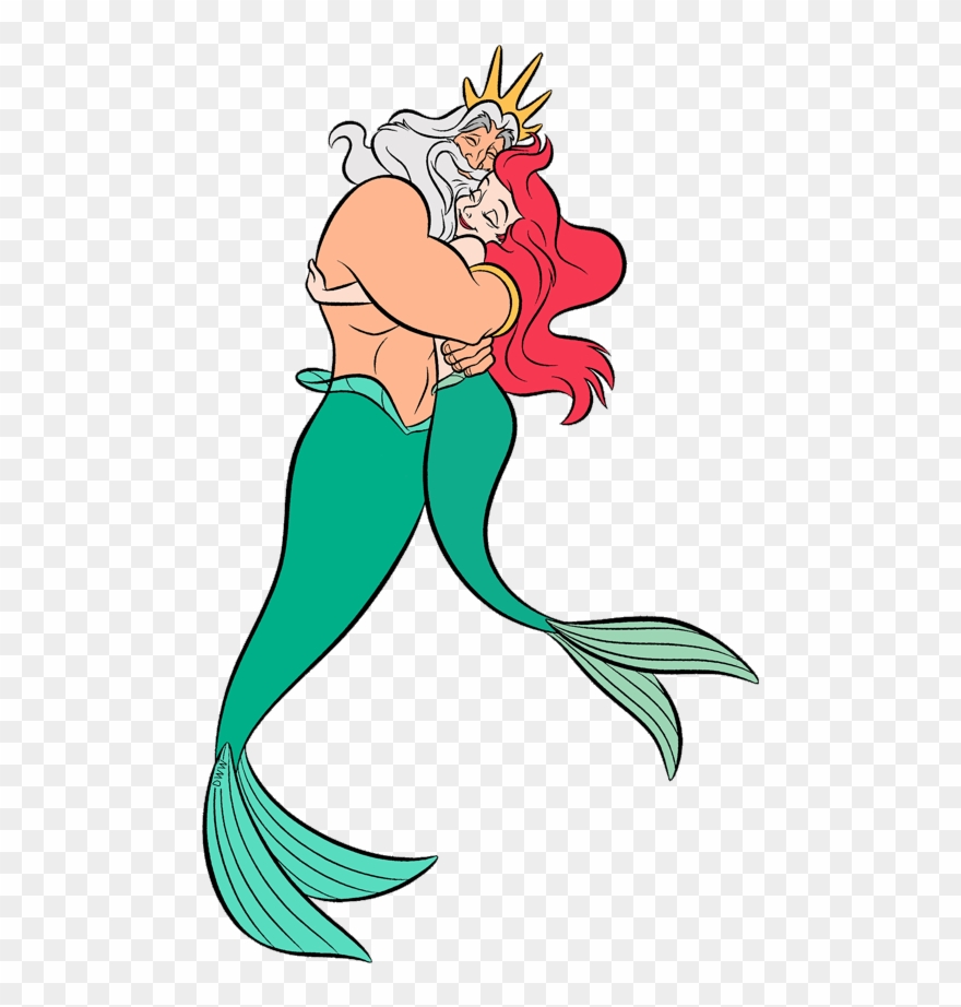 Ariels Sisters Clipart - Ariel And King Triton Hugging - Png Download