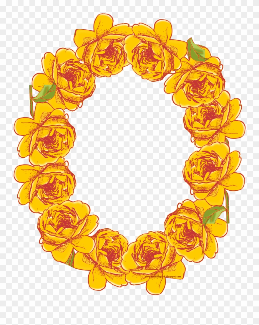 Free Digital Oval Yellow Rose Frame Png - Marco Ovalado De Flores Amarillas Png Clipart