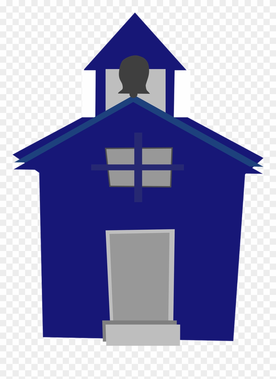 School House Cartoon 17, Buy Clip Art - Blue School House Clipart - Png Download