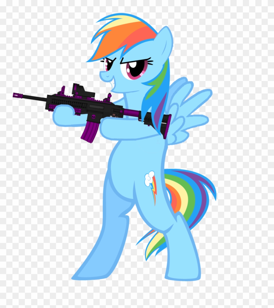 Unfinished1962, Bipedal, Female, Gun, Mare, Pegasus, - Rainbow Dash With Gun Transparent Clipart