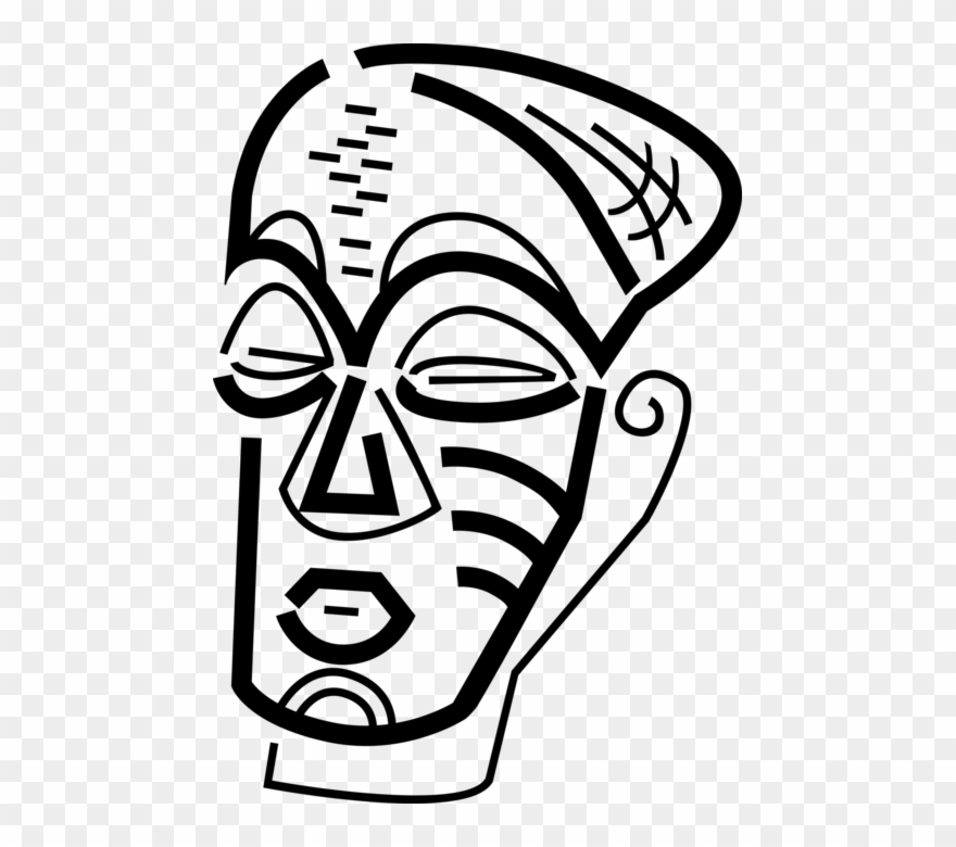 Vector Illustration Of African Traditional Wood Carvingtribal - Mask Clipart