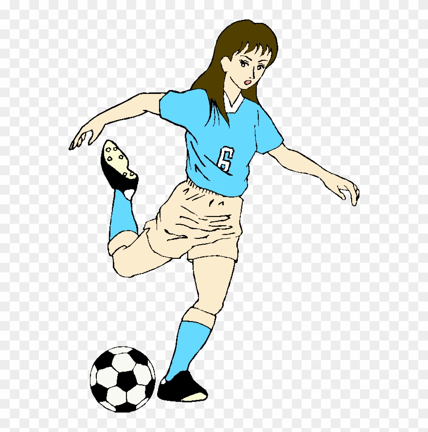Soccer Clip Art - Girl Kicking A Soccer Ball - Png Download