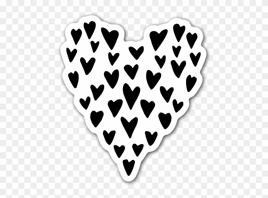 Hand Drawn Little Hearts To Make Up A Big Heart Sticker - Heart Clipart