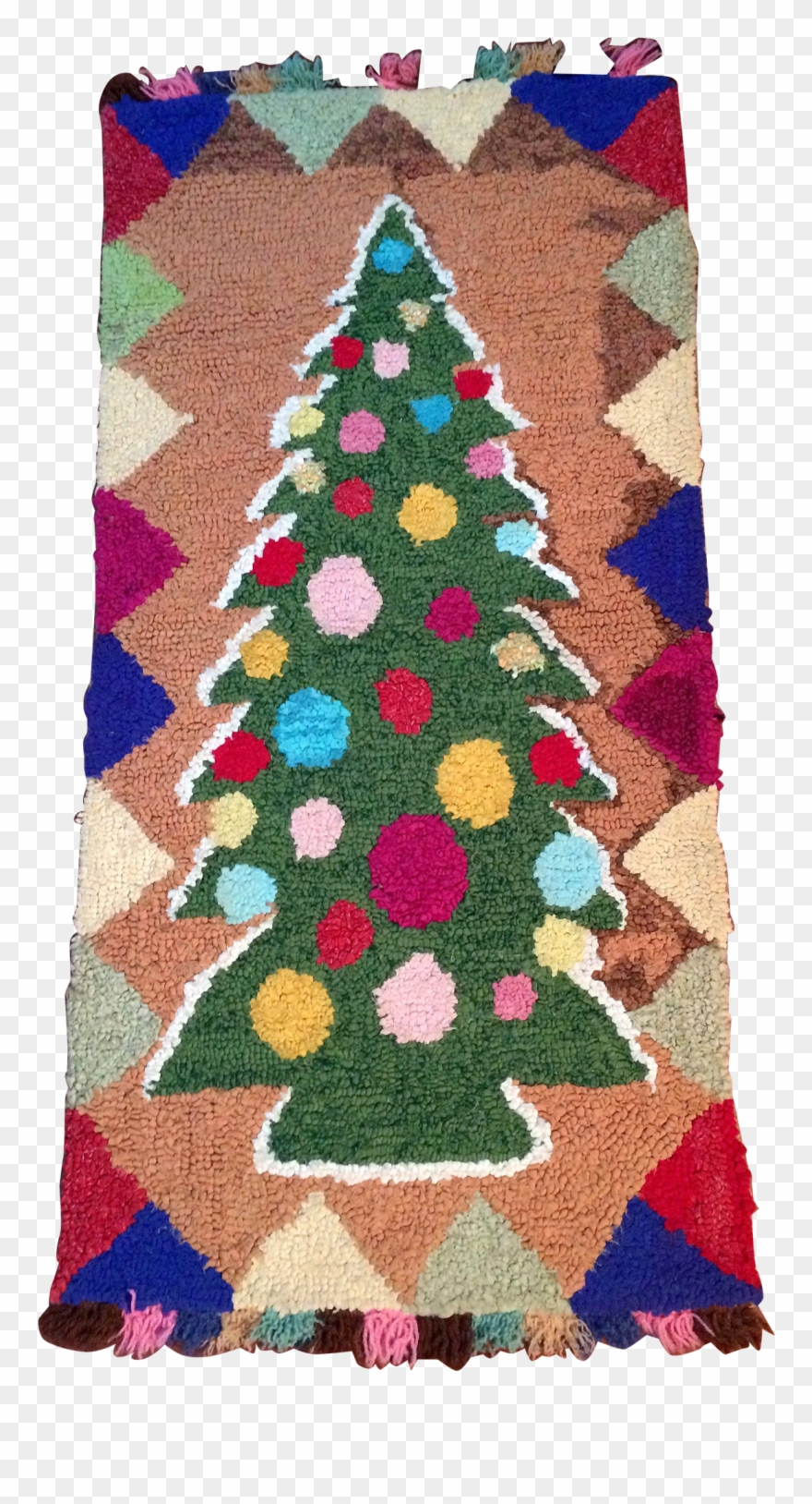 Christmas Rug Png Hooked Rug Colourful Christmas Tree - Christmas Tree Clipart