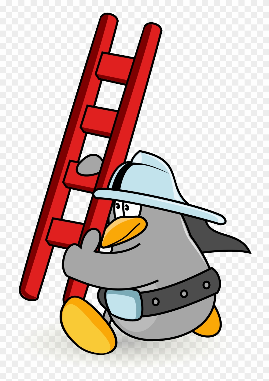 Open - Firefighter Cartoon Ladder Clipart