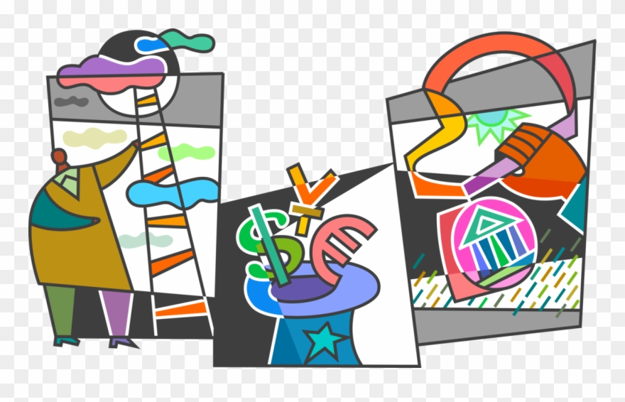 Vector Illustration Of Climbing Ladder To Reach For - Ladder Clipart