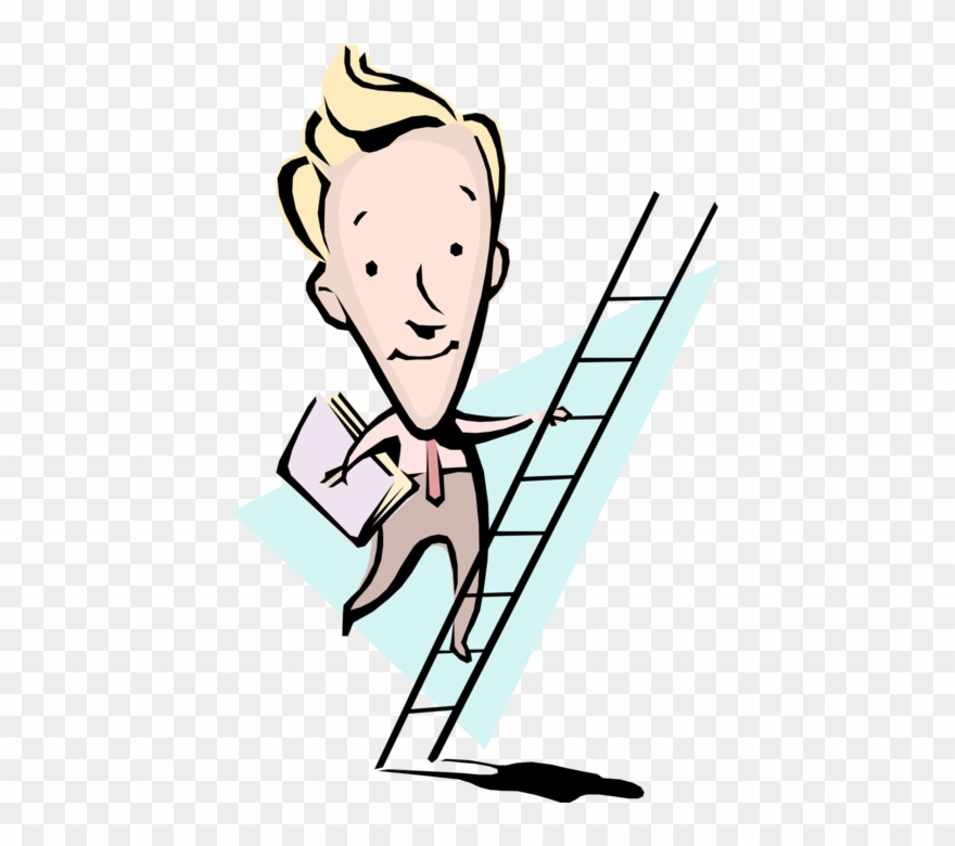 Vector Illustration Of Businessman Climbing Ladder Clipart
