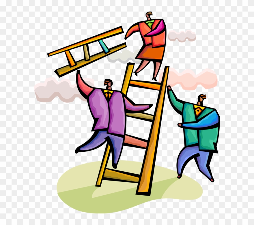 Vector Illustration Of Business Associates Use Teamwork - Climbing Clipart
