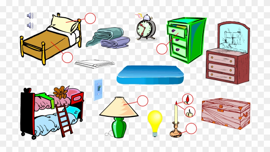 Bedroom Clipart Vocabulary - Elementos De La Habitacion En Ingles - Png Download