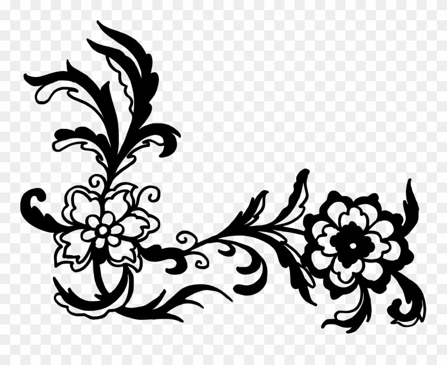 Free Download - Black Vector Flower Png Clipart