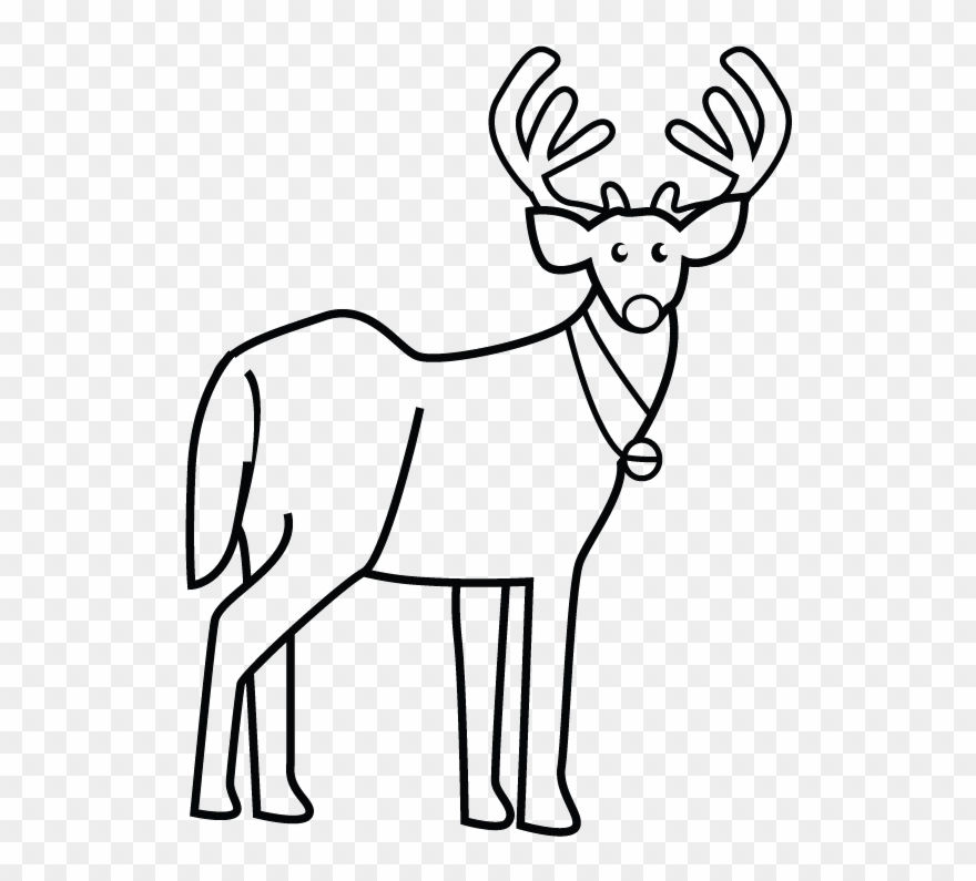 Reindeer Christmas Coloring For Kids - Drawing Clipart