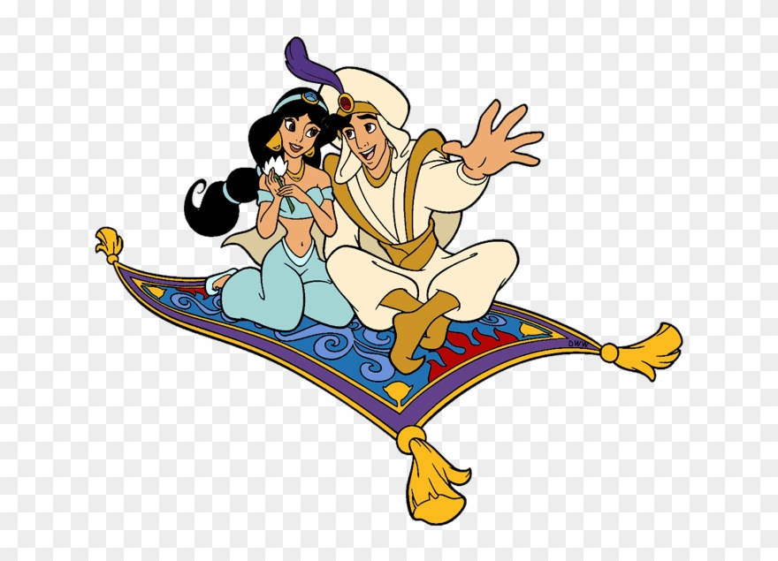 Aladdin And Jasmine On Magic Carpet Clipart The Magic - Aladdin Flying On Carpet - Png Download