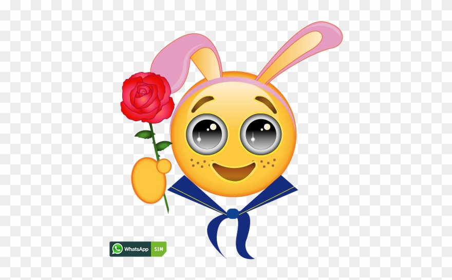 Gute Besserung Smiley Mit Rose Und Funkelnden Augen - Smiley Clipart