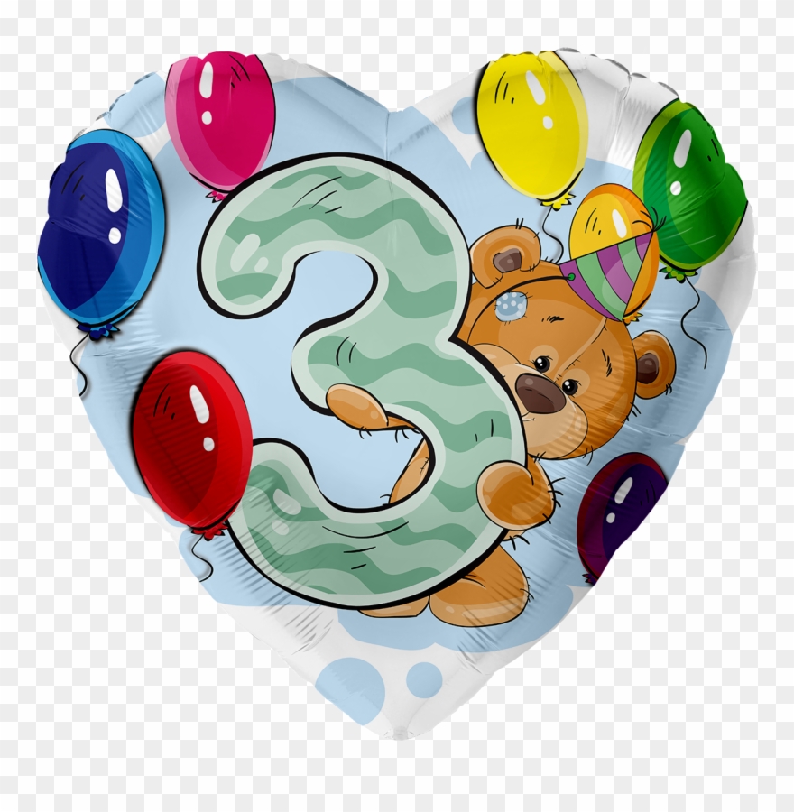 Folienballon Teddybär Mit Ballons 3, Ca - Topo De Bolo De Mêsversário Clipart
