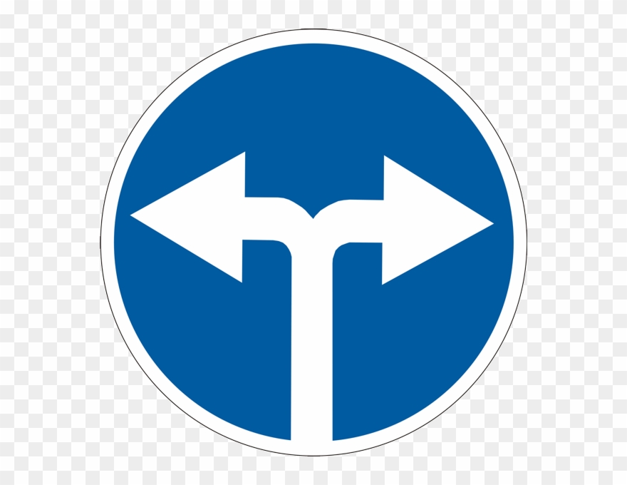Ukraine Road Sign - Движение Направо Или Налево Clipart