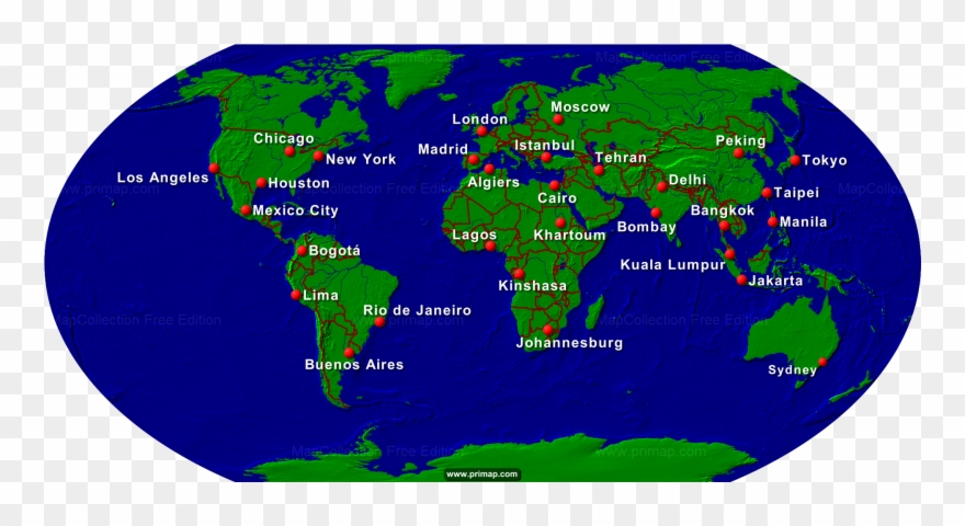 World Map With Countries Throughout Show Besttabletfor - Jakarta On World Map Clipart