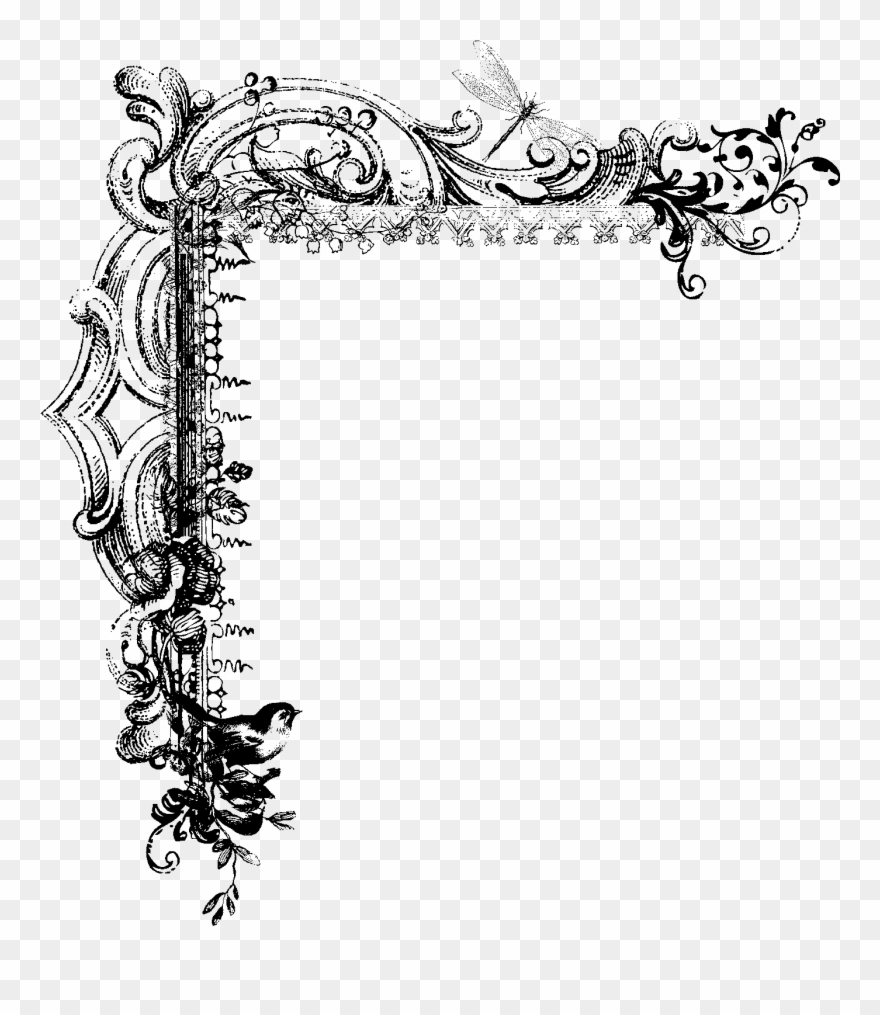 Decorative Page Borders Bellos Recuerdos Para Primera - Antike Orange Blüte Danken Ihnen Notecards Karte Clipart