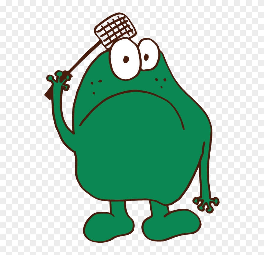 Ein Frecher Frosch Mit Fliegenklatsche - Flyswatter Clipart