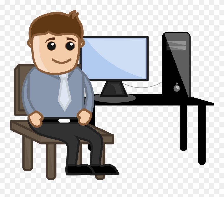 Transparent Teacher Computer Graphic Black And White - Person Sitting In Chair Cartoon Clipart
