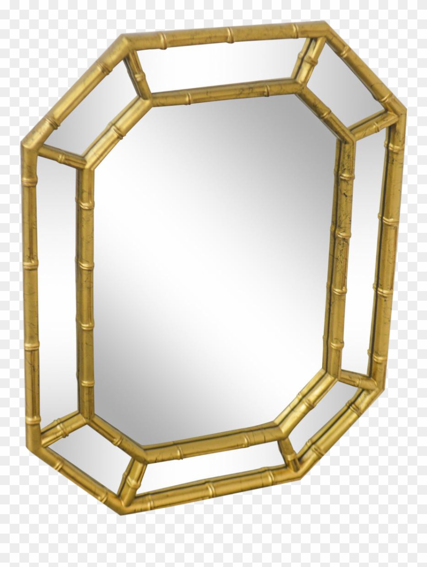 Faux Bamboo Vintage Gold Frame Wall Mirror Chairish - Gold Bamboo Mirror Clipart