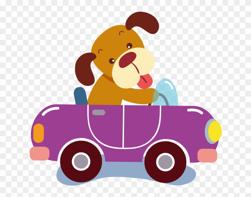 Cartoon Purple Clip Art - Dog Driving A Car Cartoon - Png Download