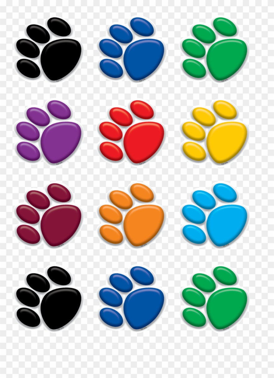 Colorful Paw Prints Clipart