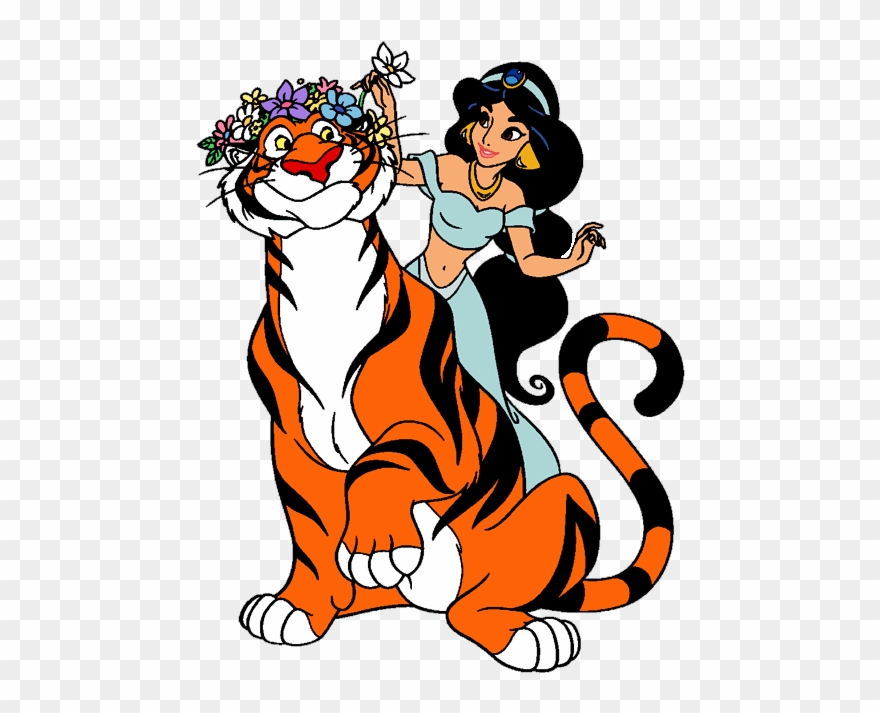 Rajah Jasmine Making Flower Crown For Rajah - Princess Jasmine Rajah Clipart