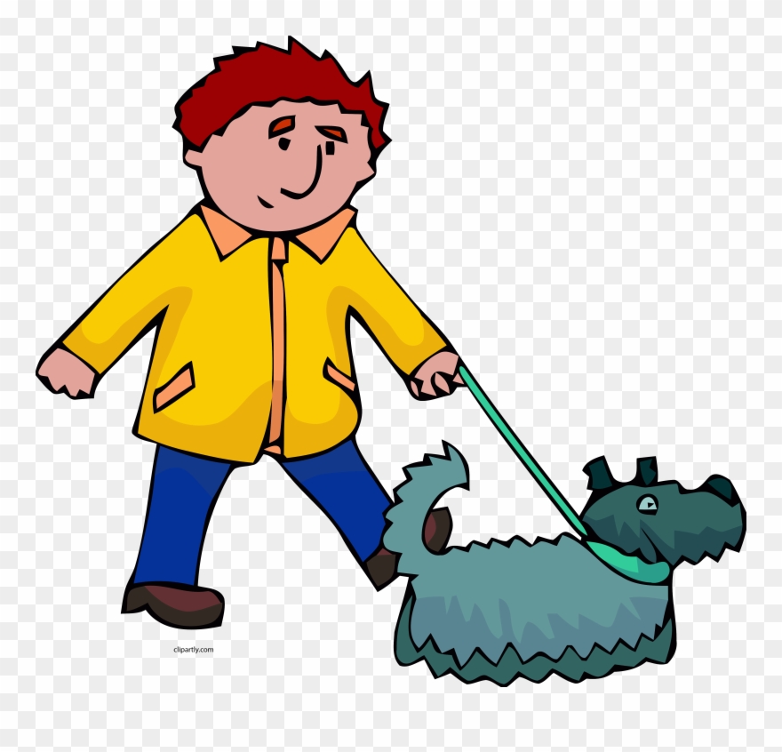 Man And Dog Walking Clipart Png - Man Walking Dog Clip Art Transparent Png