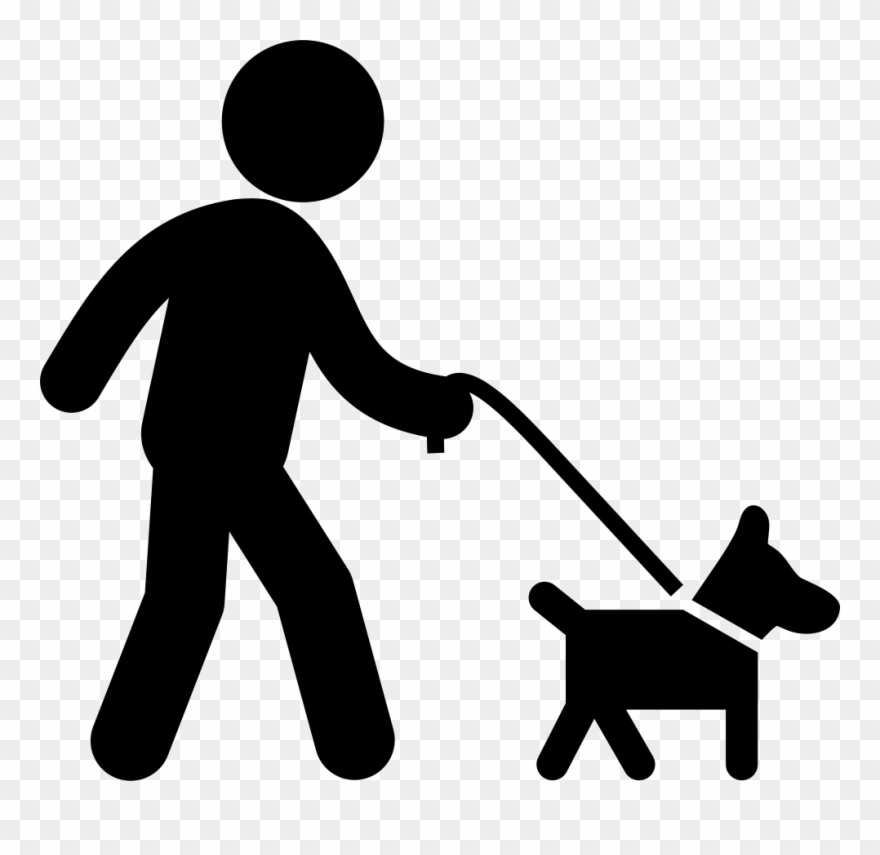 Dog With Belt Walking With A Man Comments - Dog On Leash Clip Art - Png Download