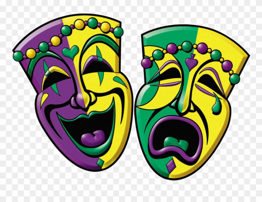 Mardi Gras Comedy And Tragedy - Mardi Gras Theatre Mask Clipart