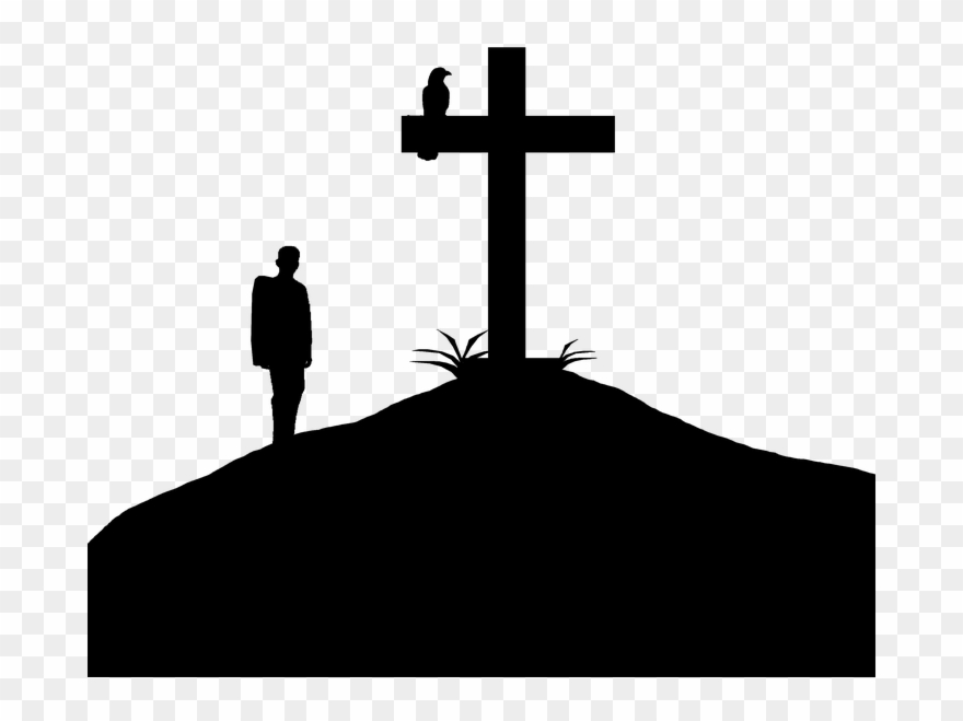 Summit Cross, Silhouette, Summit, Bird, Grass, Sun - Cruz Silhueta Png Clipart